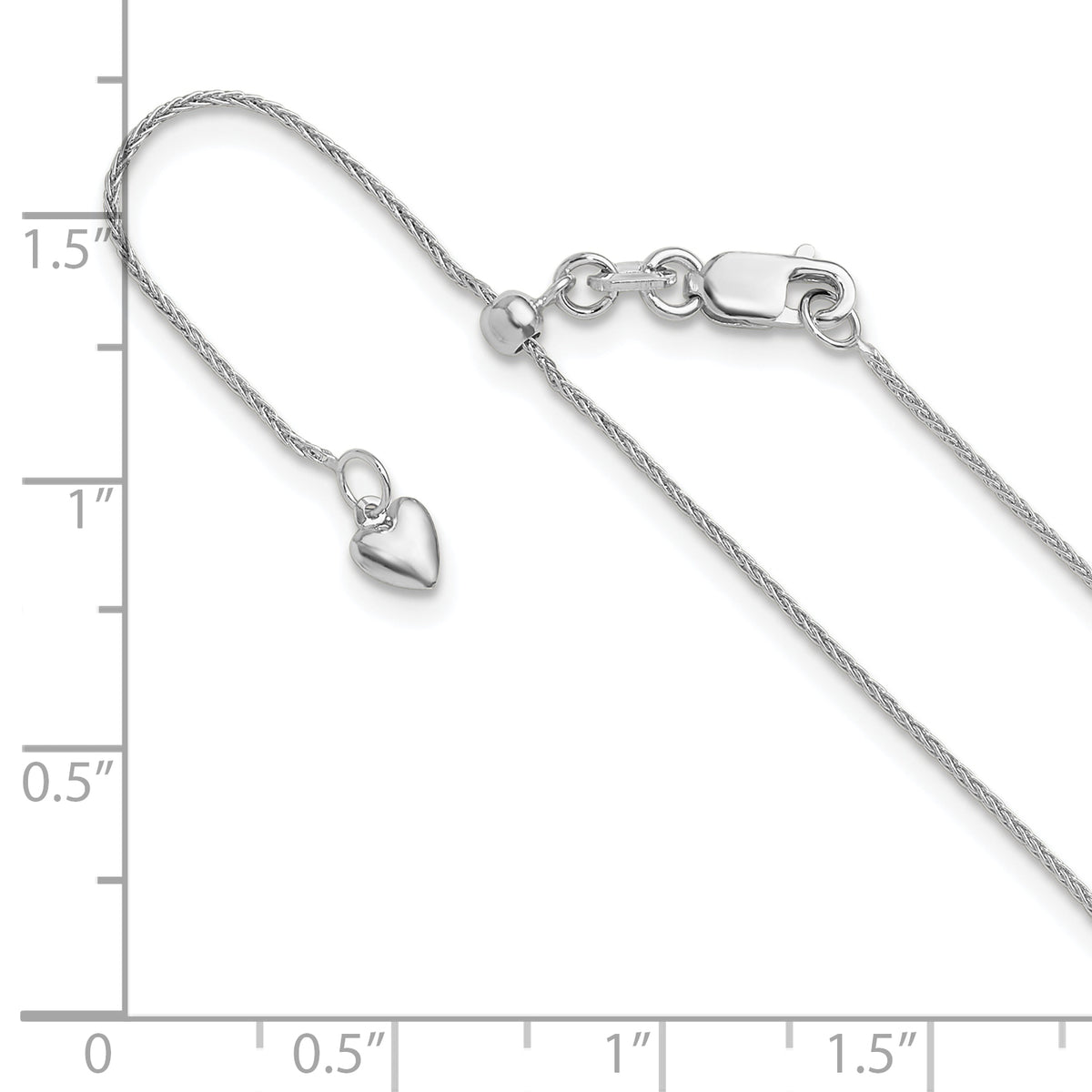 10K White Gold Adjustable .8mm Wheat Chain