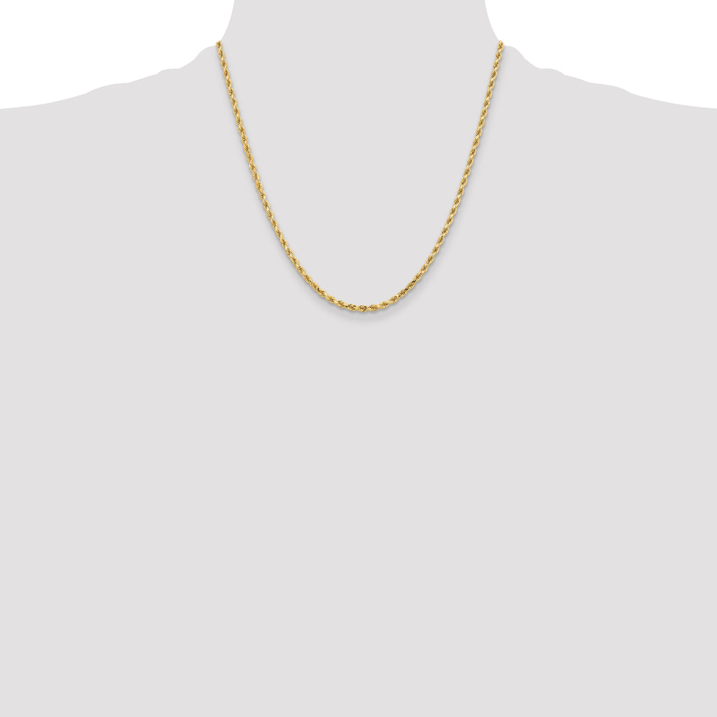 Rope Chain in 10K Yellow Gold, Bracelet to Necklace Lengths, 3.25mm - Sophia Jewelers