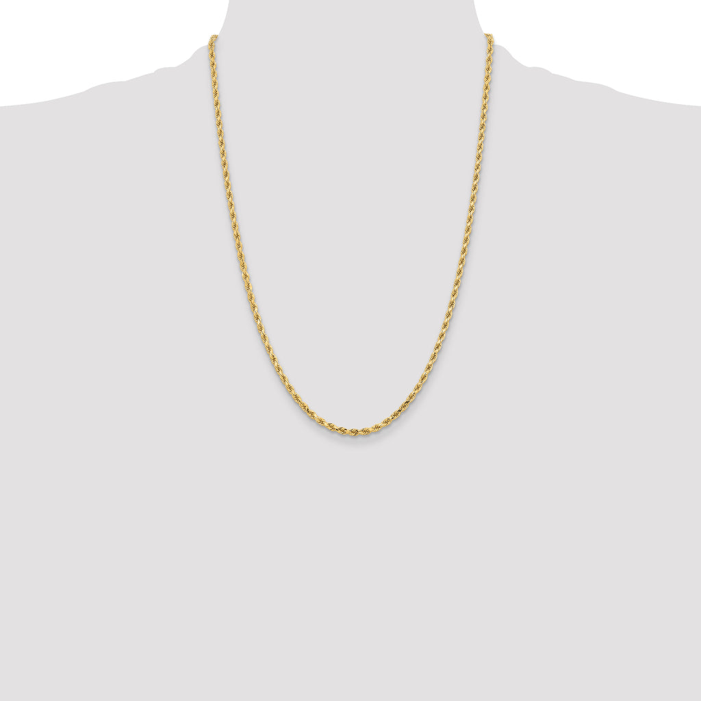 Rope Chain in 10K Yellow Gold, Bracelet to Necklace Lengths, 3.25mm - Sophia Jewelers