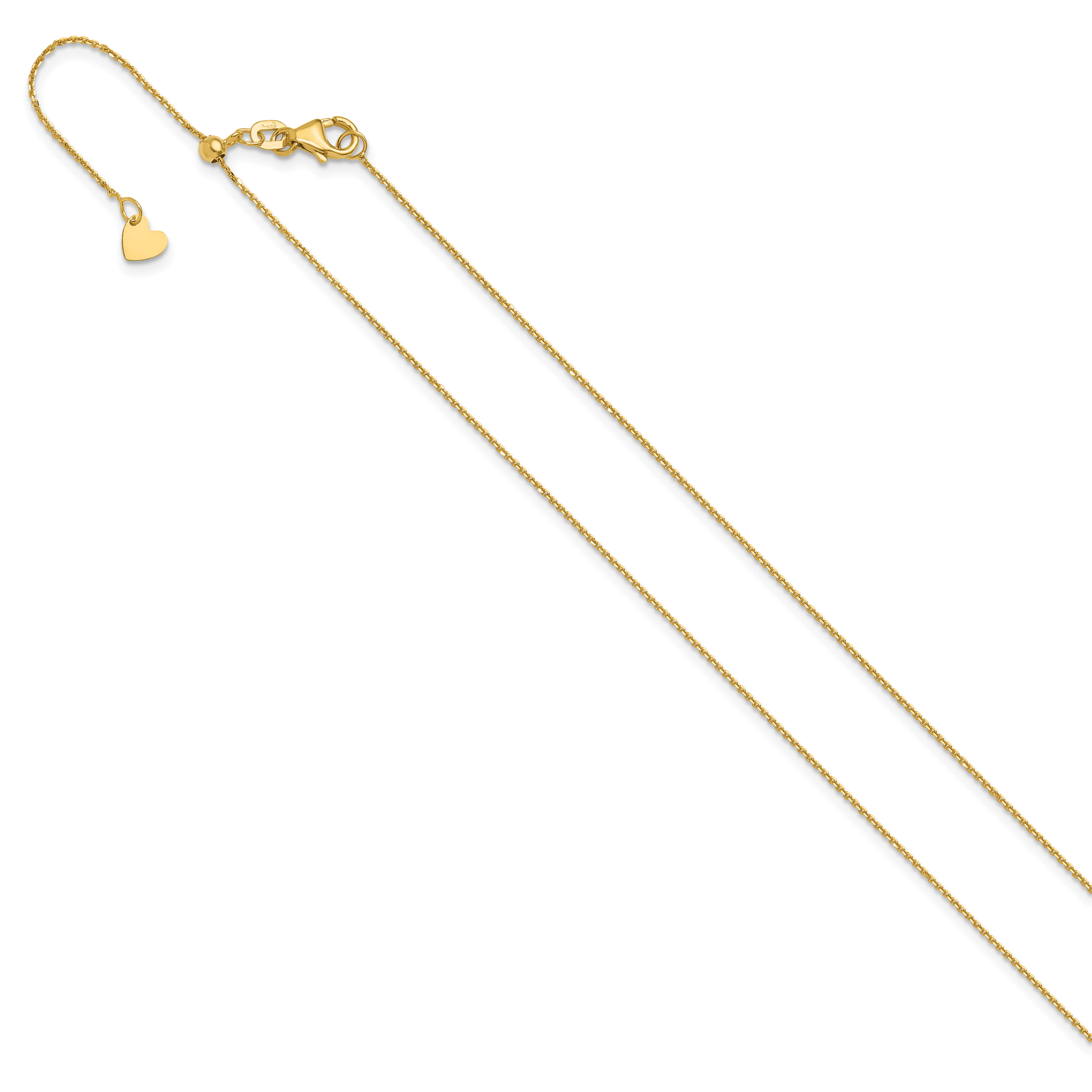 Diamond-Cut Cable Chain in 10K Yellow Gold, Adjustable, 1mm Secondary image