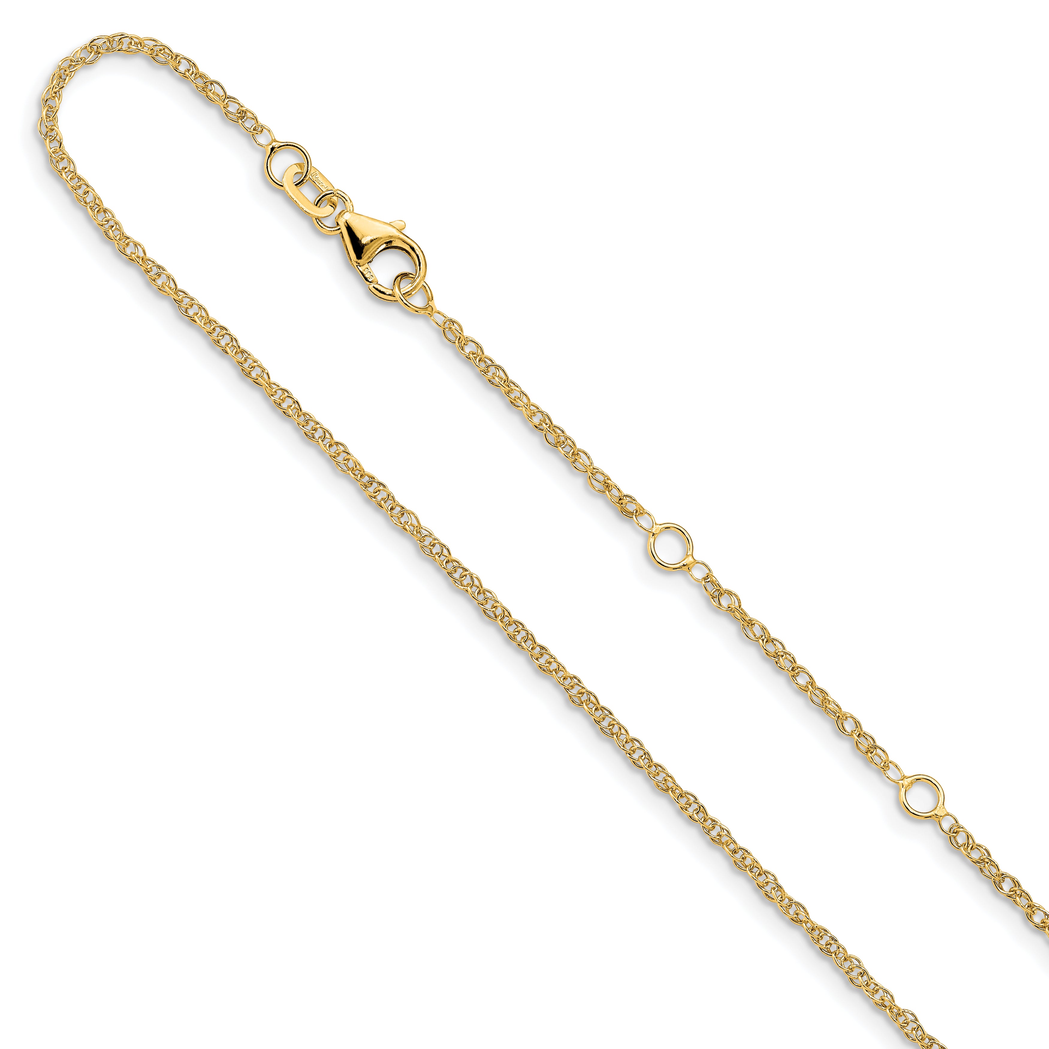 Adjustable Rope Chain Necklace in 10K Yellow Gold, 16 inch, 1.5mm Secondary image