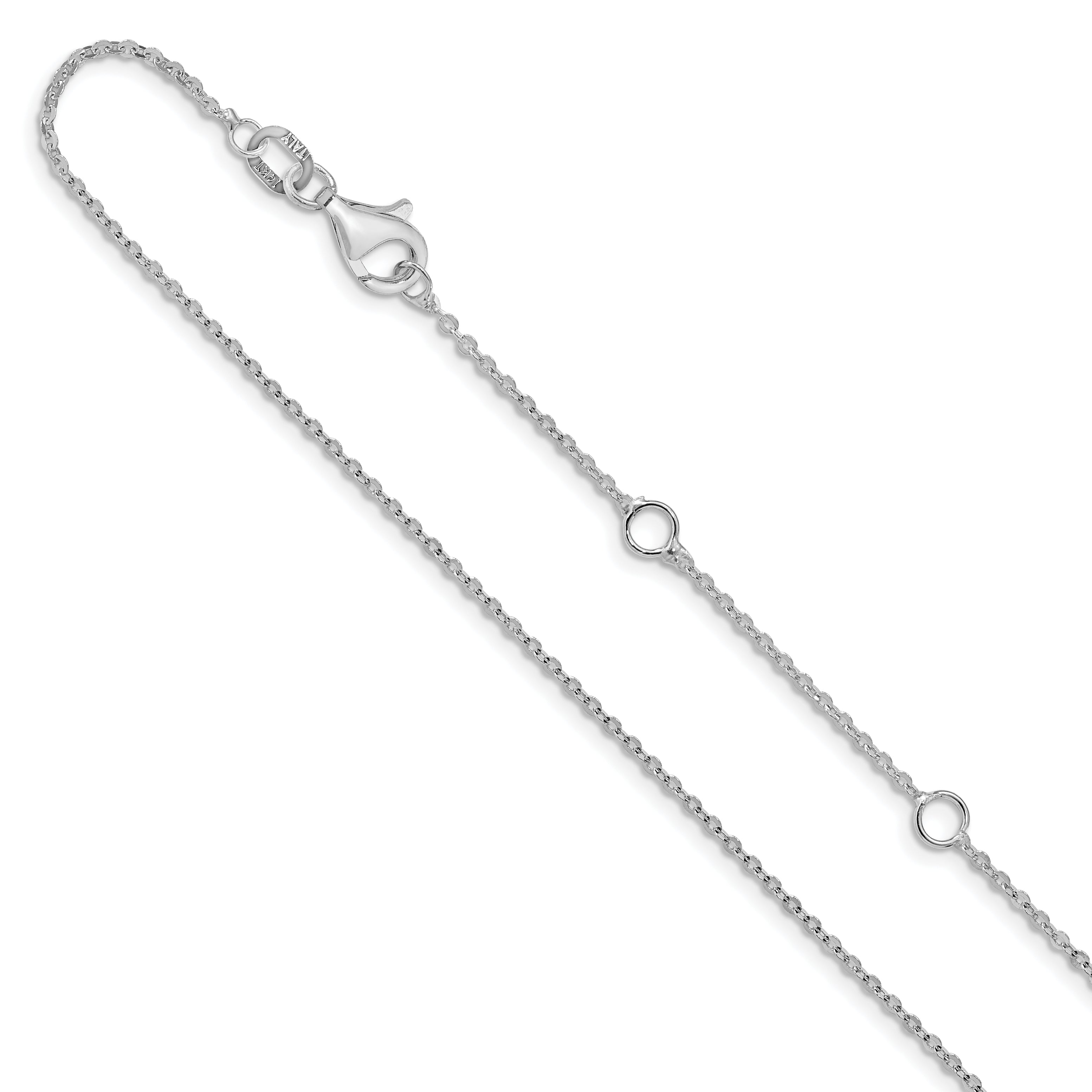 10k White Gold 1.2mm Flat Cable 1in+1in Adjustable Chain Main image