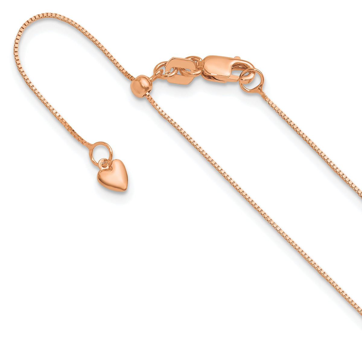 Box Chain Necklace in 10K Rose Gold, 0.7mm Adjustable, 22 Inch - Sophia Jewelers Main image