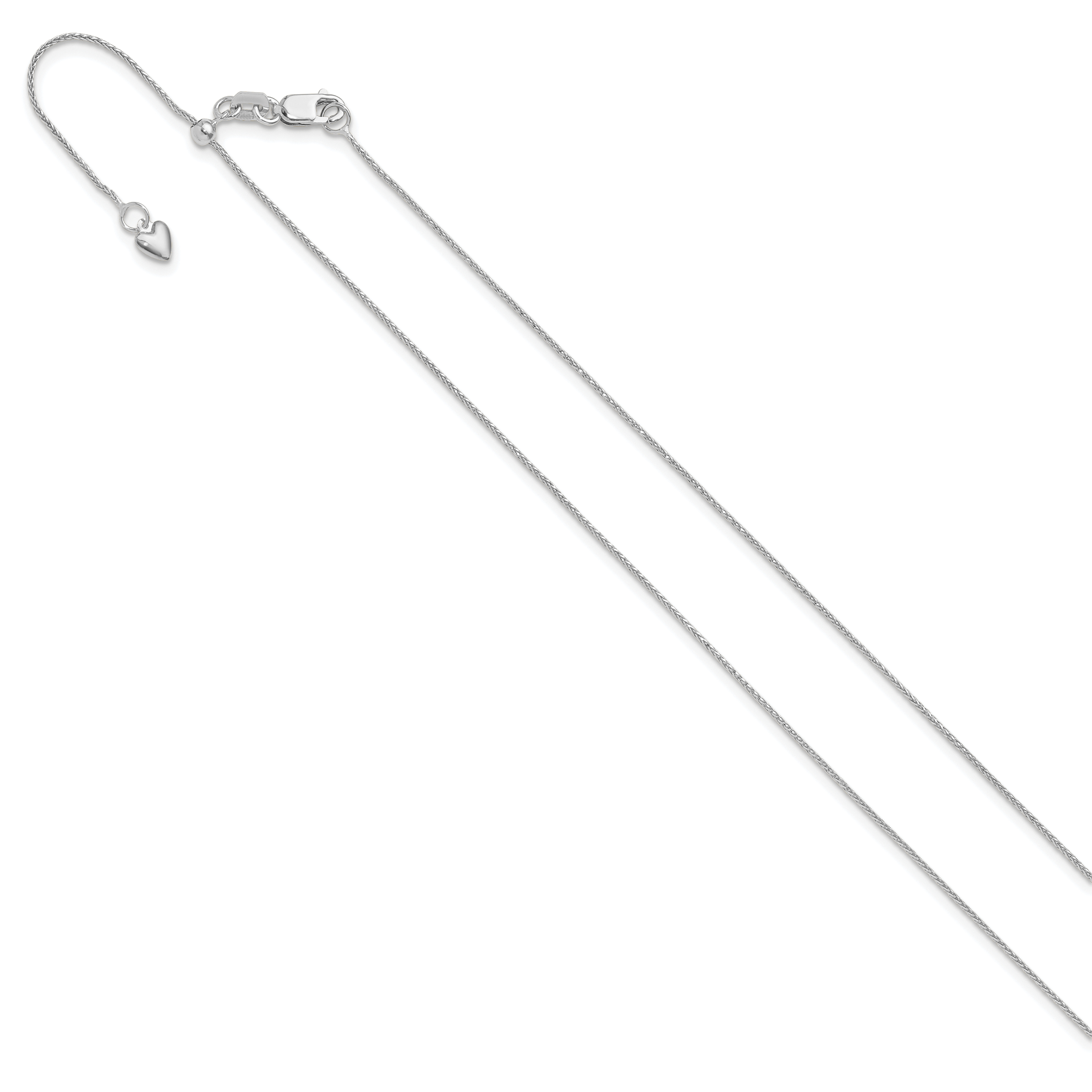 10k White Gold Adjustable .8mm Diamond Cut Wheat Chain Secondary image