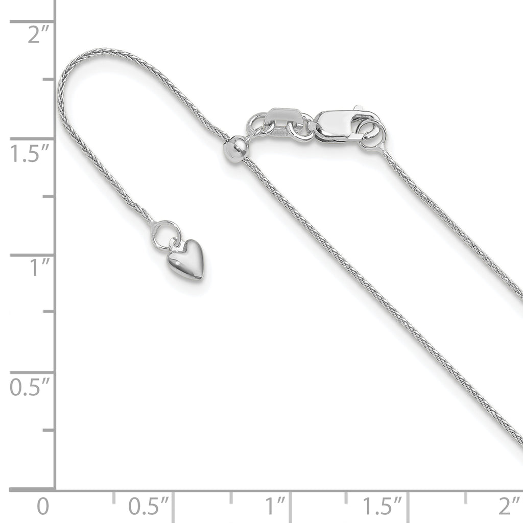 10k White Gold Adjustable .8mm D/C Wheat Chain