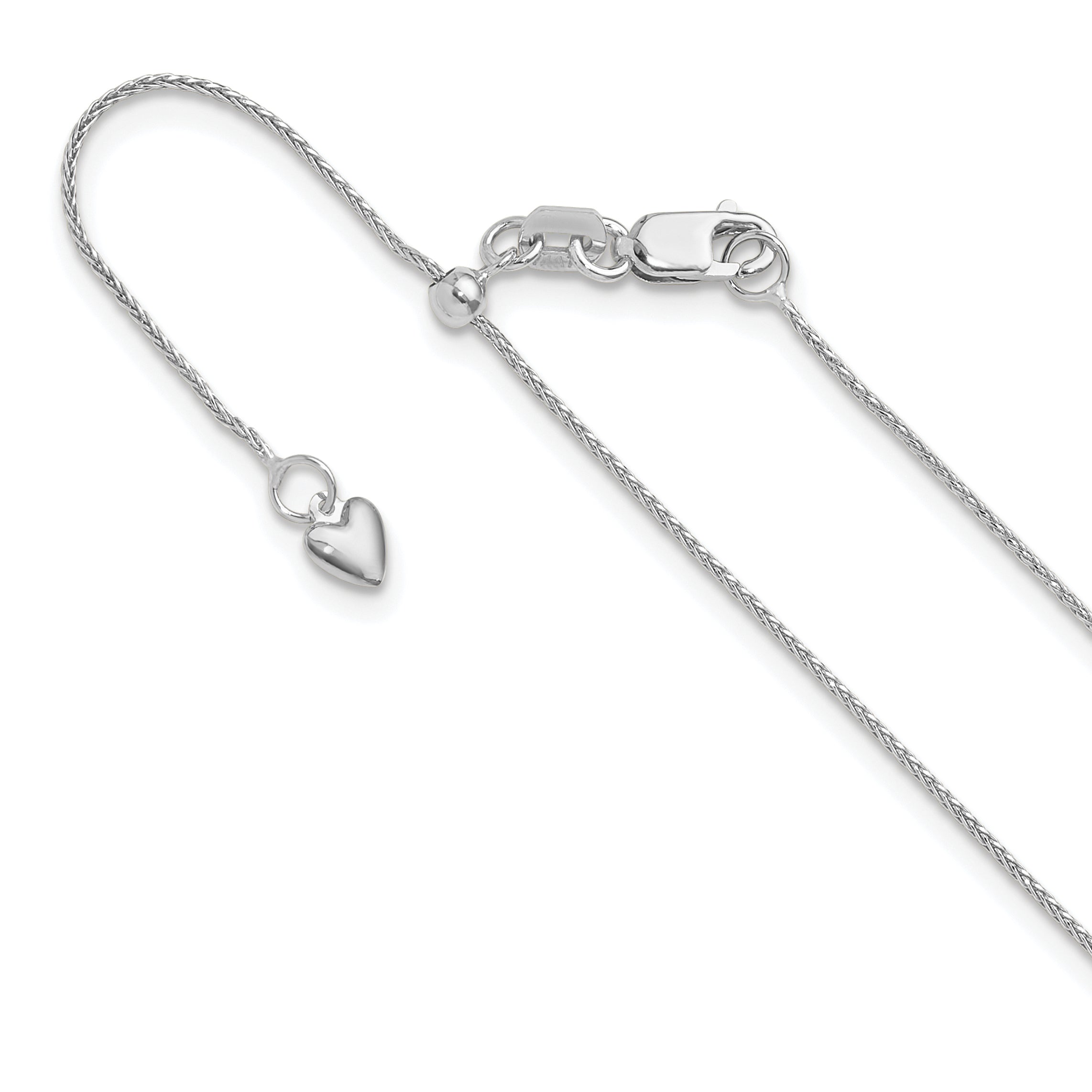 10k White Gold Adjustable .8mm D/C Wheat Chain Main image