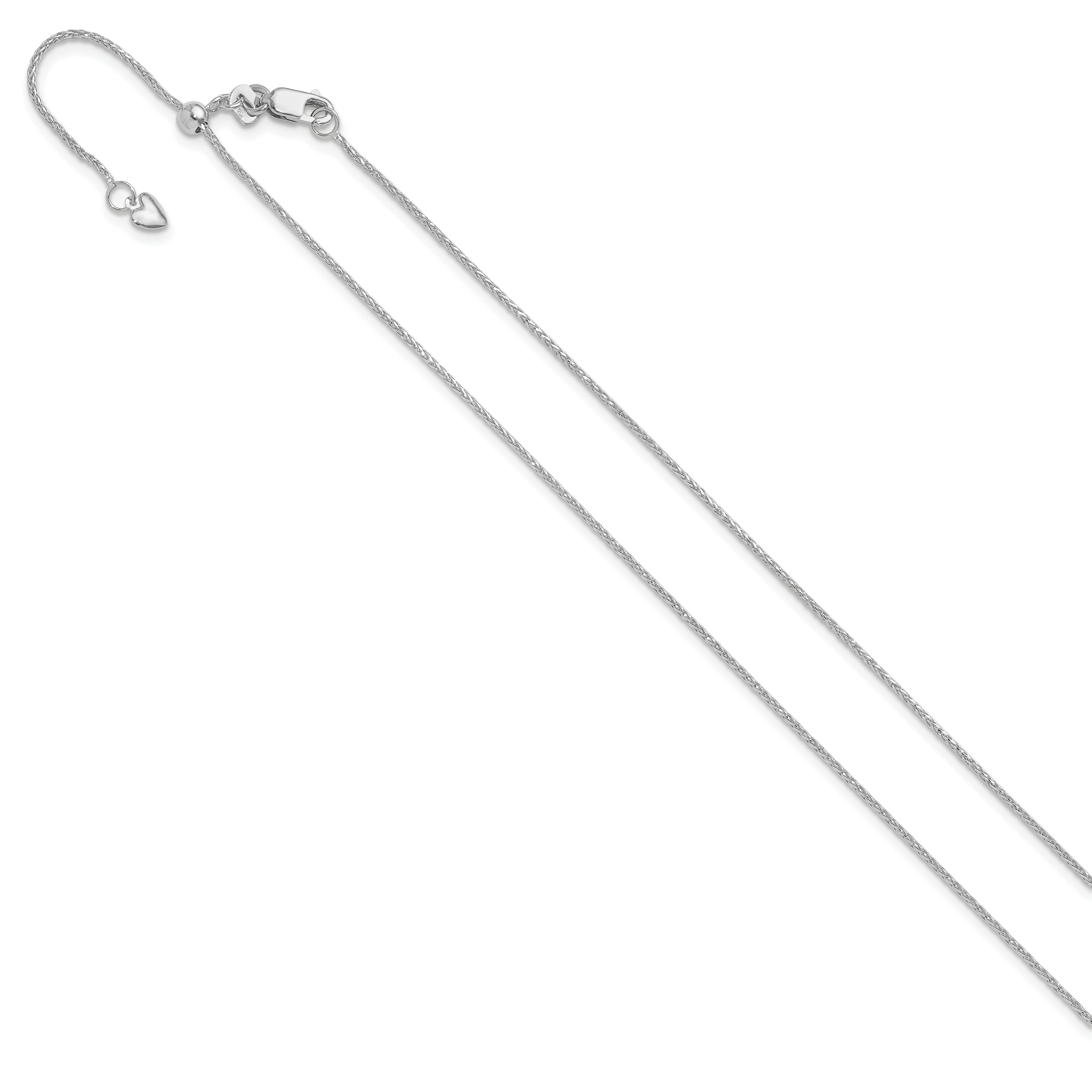 Rhodium-Plated Diamond-Cut Wheat Chain in 10K Gold, 22 inch, 1mm Secondary image