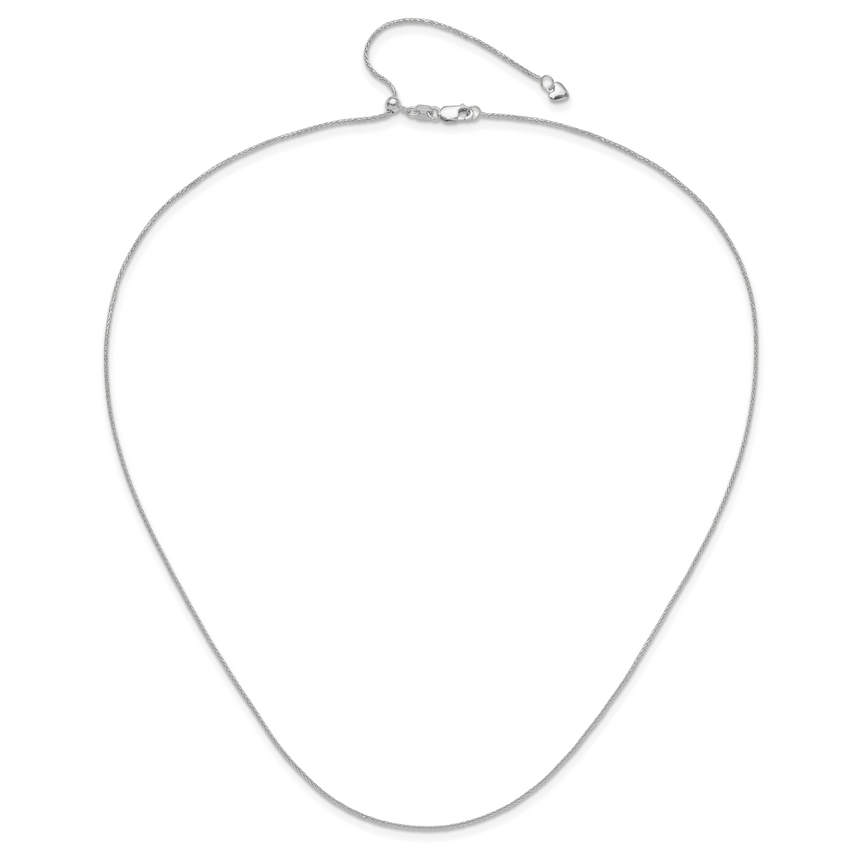10k White Gold Adjustable 1mm D/C Wheat Chain