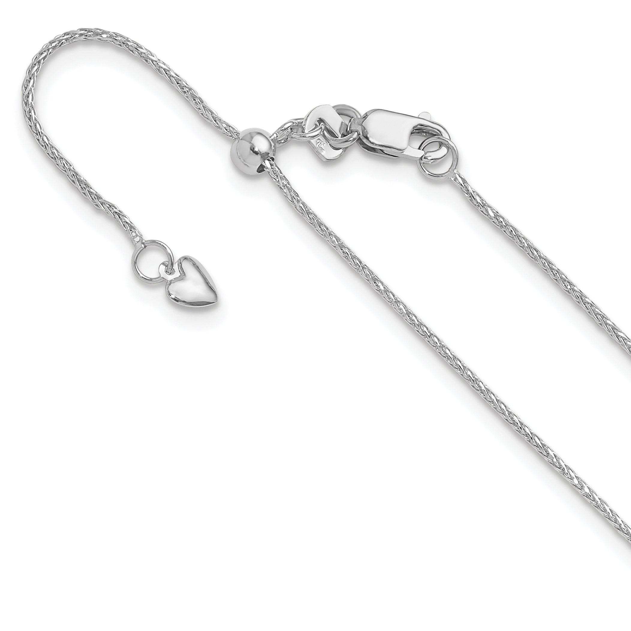 10k White Gold Adjustable 1mm D/C Wheat Chain Main image