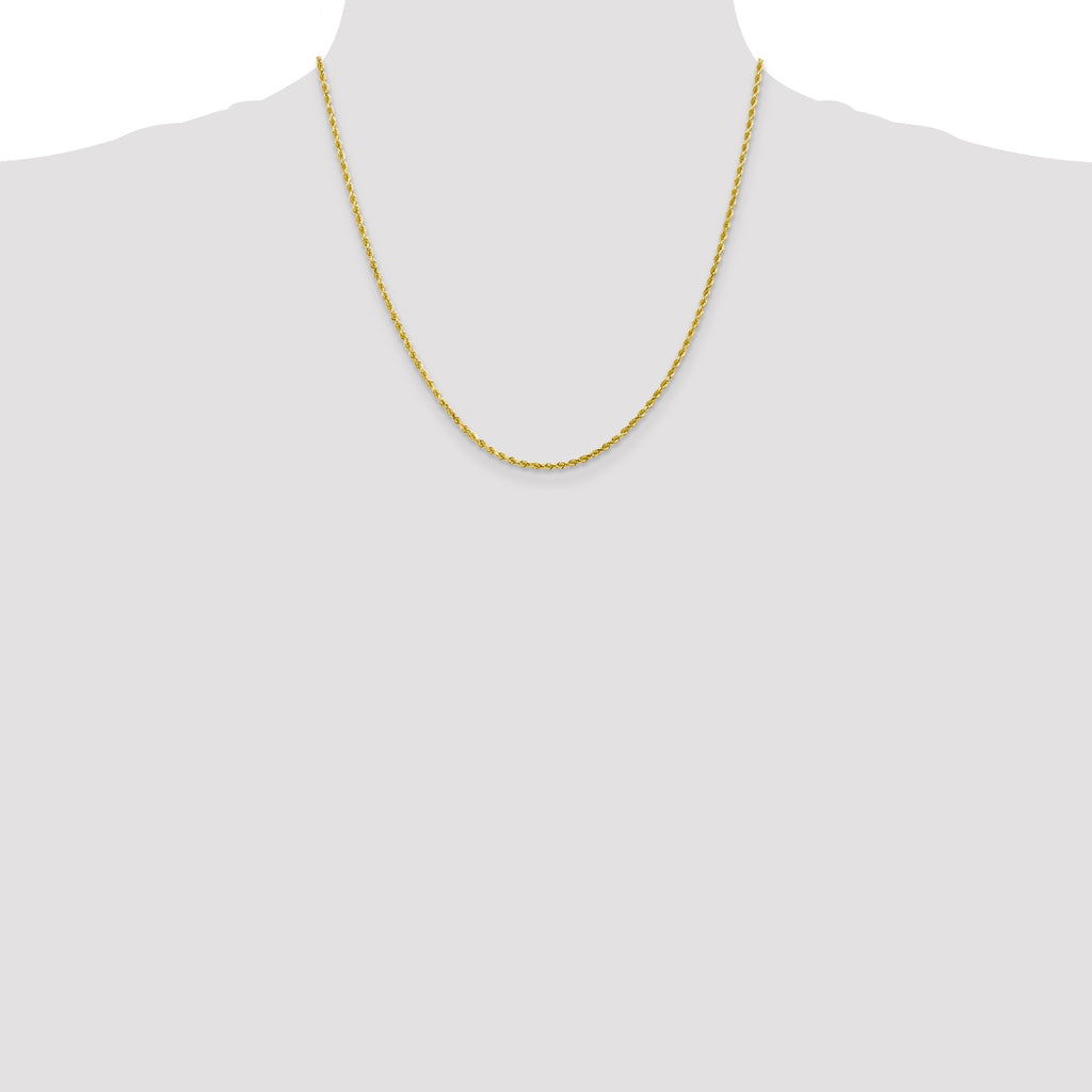 10k White Gold 2.25mm Diamond-Cut Rope Chain