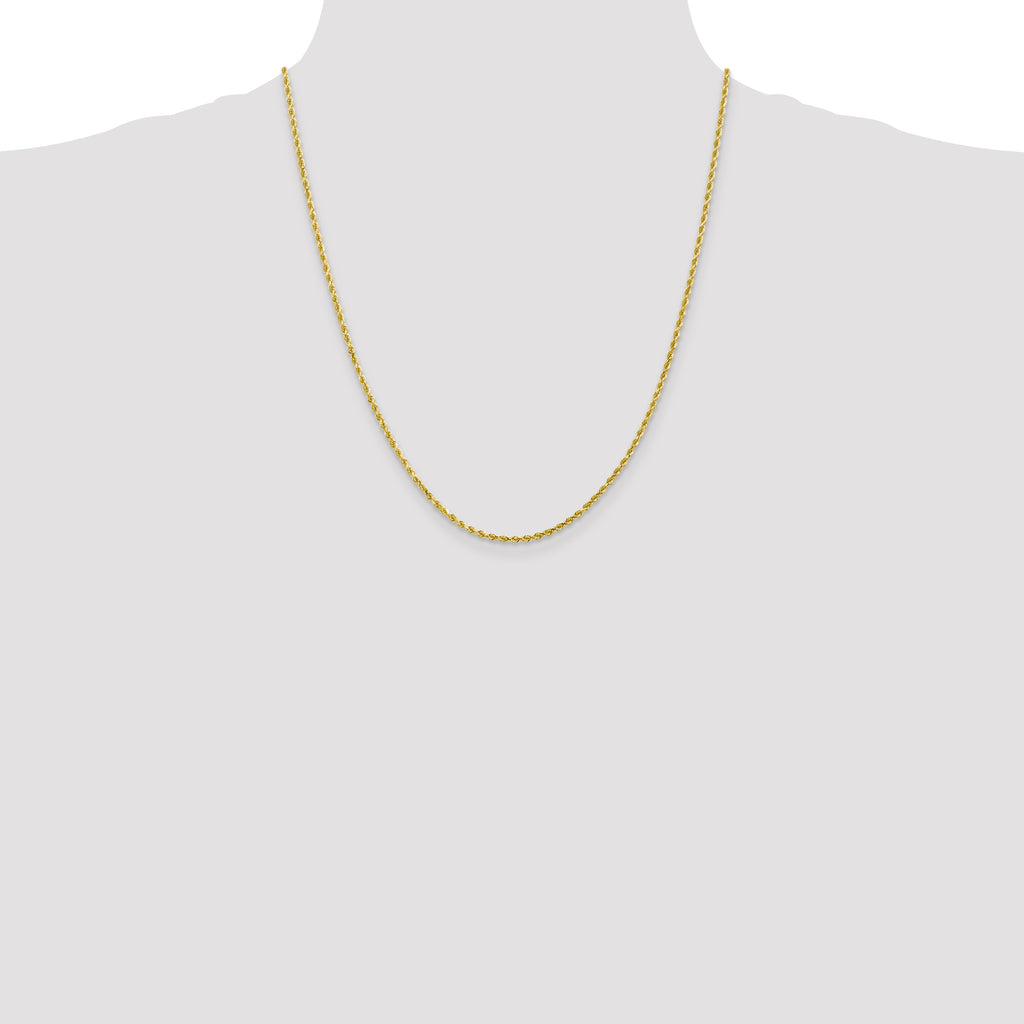 10k White Gold 2.25mm Diamond-Cut Rope Chain