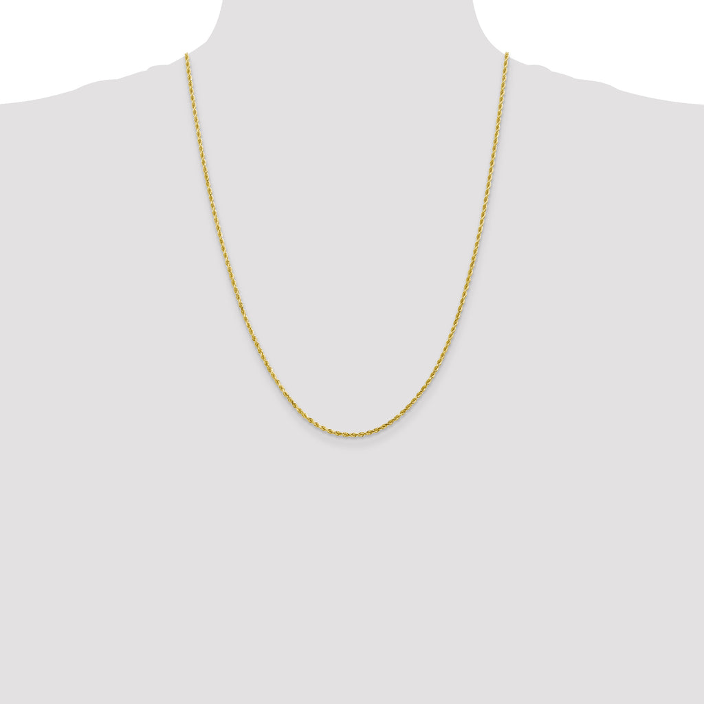 10k White Gold 2.25mm Diamond-Cut Rope Chain