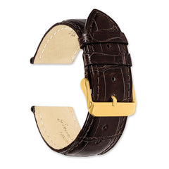 24mm Brown Genuine Alligator Chrono Leather with Gold-tone Buckle 7.5 inch Watch Band