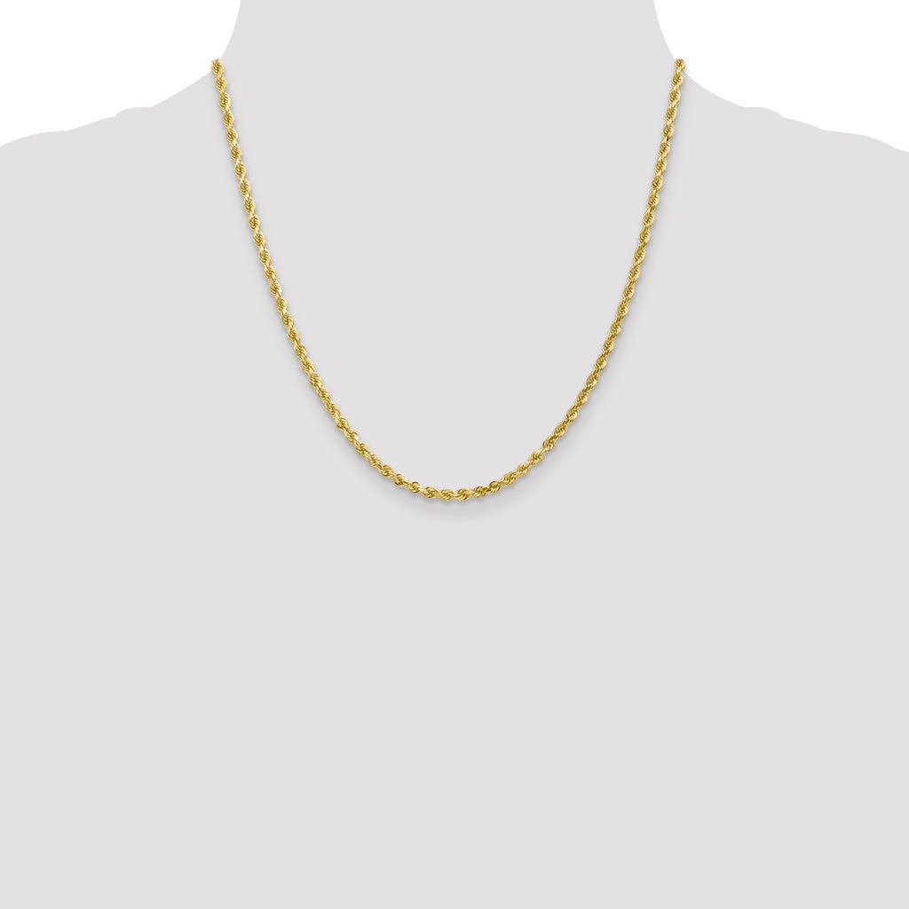 10k White Gold 3mm Diamond-Cut Rope Chain