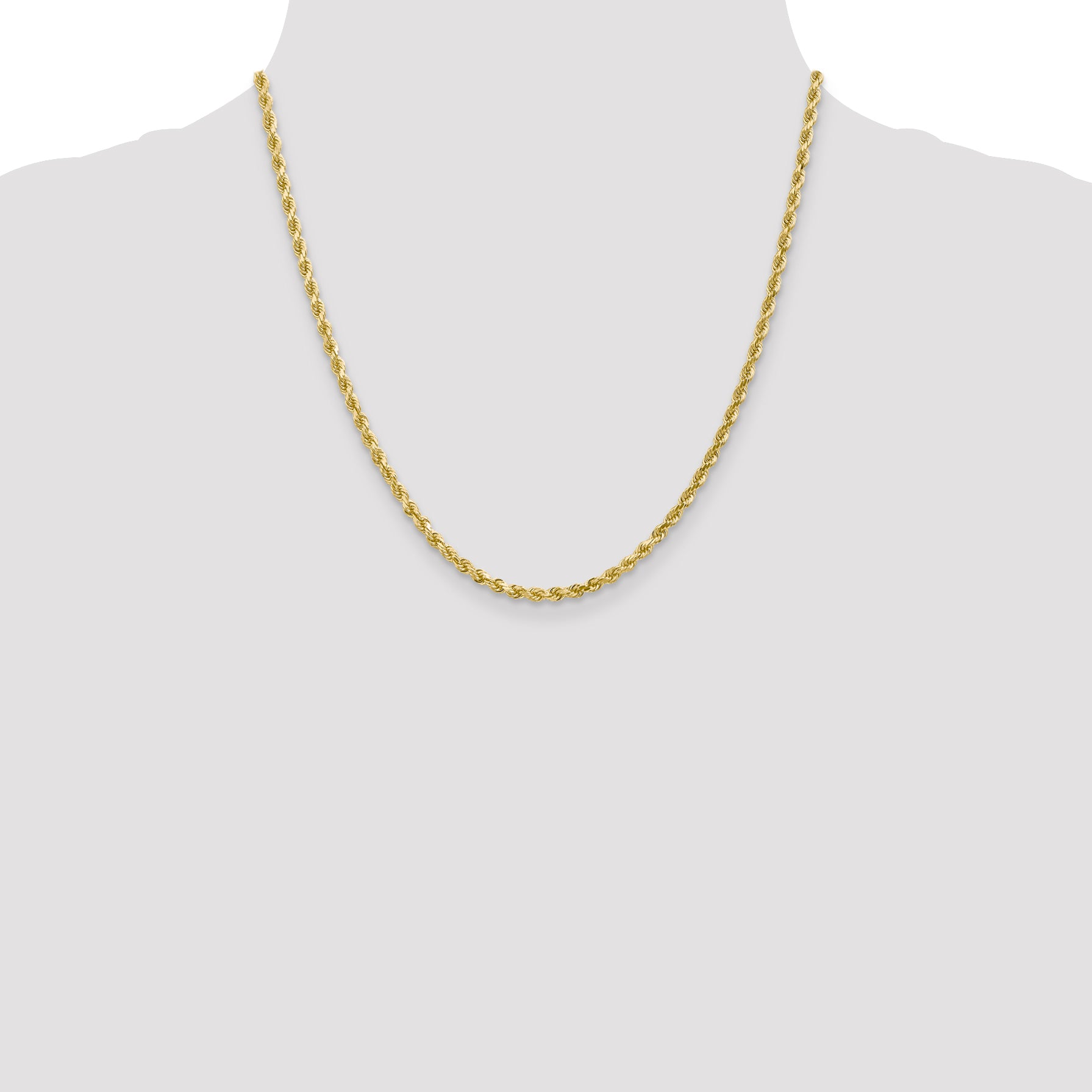 10k White Gold 3mm Diamond-Cut Rope Chain