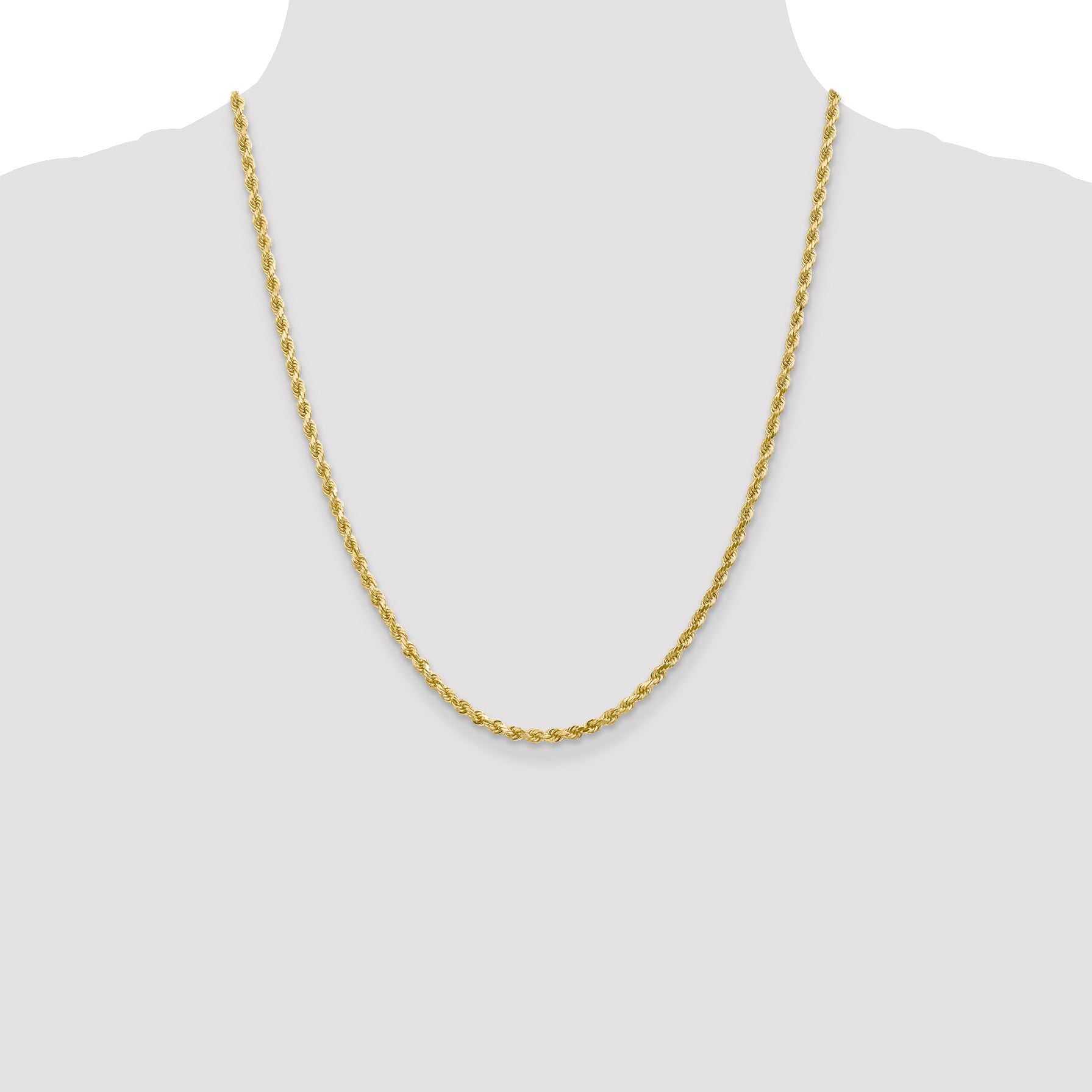 10k White Gold 3mm Diamond-Cut Rope Chain