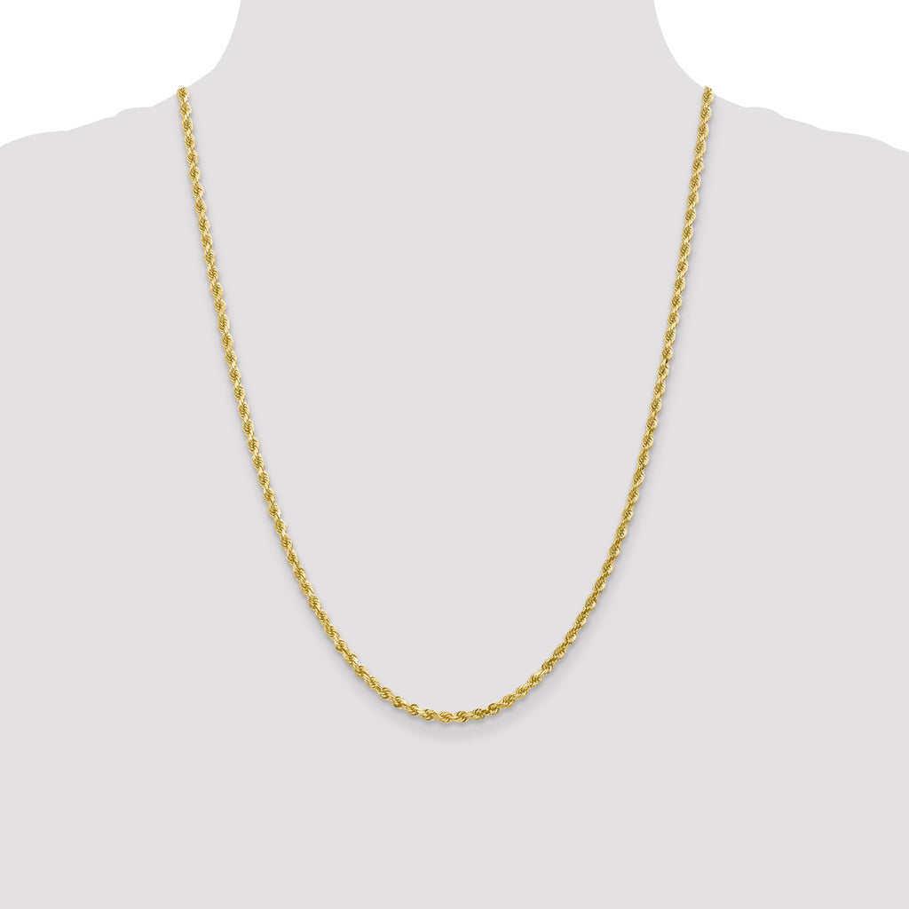 10k White Gold 3mm Diamond-Cut Rope Chain