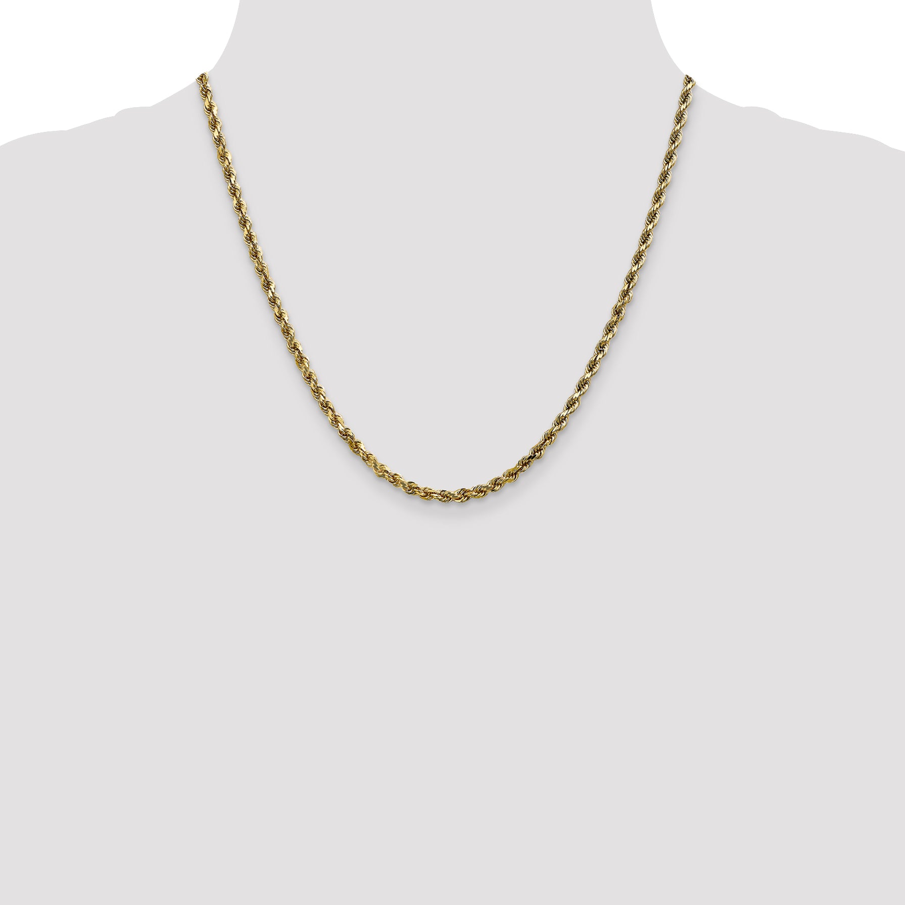 10k White Gold 3.5mm Diamond-Cut Rope Chain