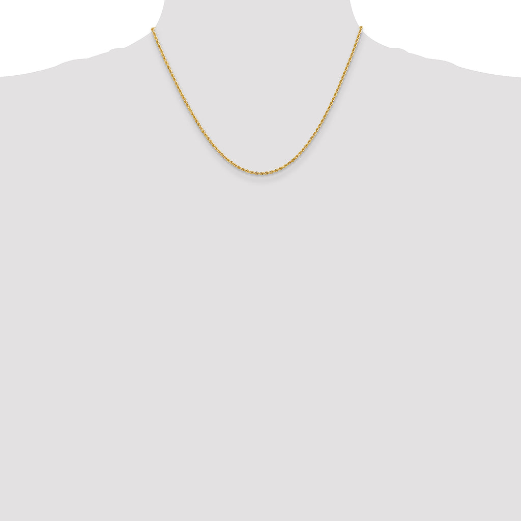 2.0mm 10K Yellow Gold Solid Rope Chain - Sophia Jewelers
