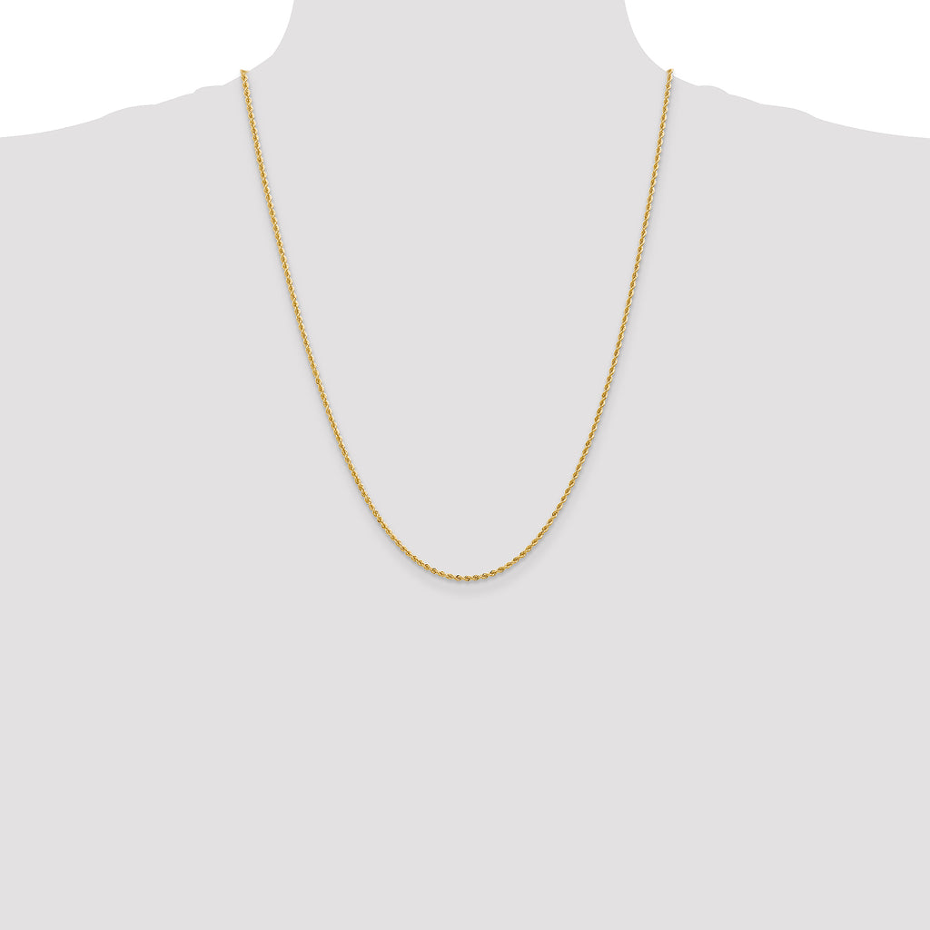 10k 2mm Solid Regular Rope Chain