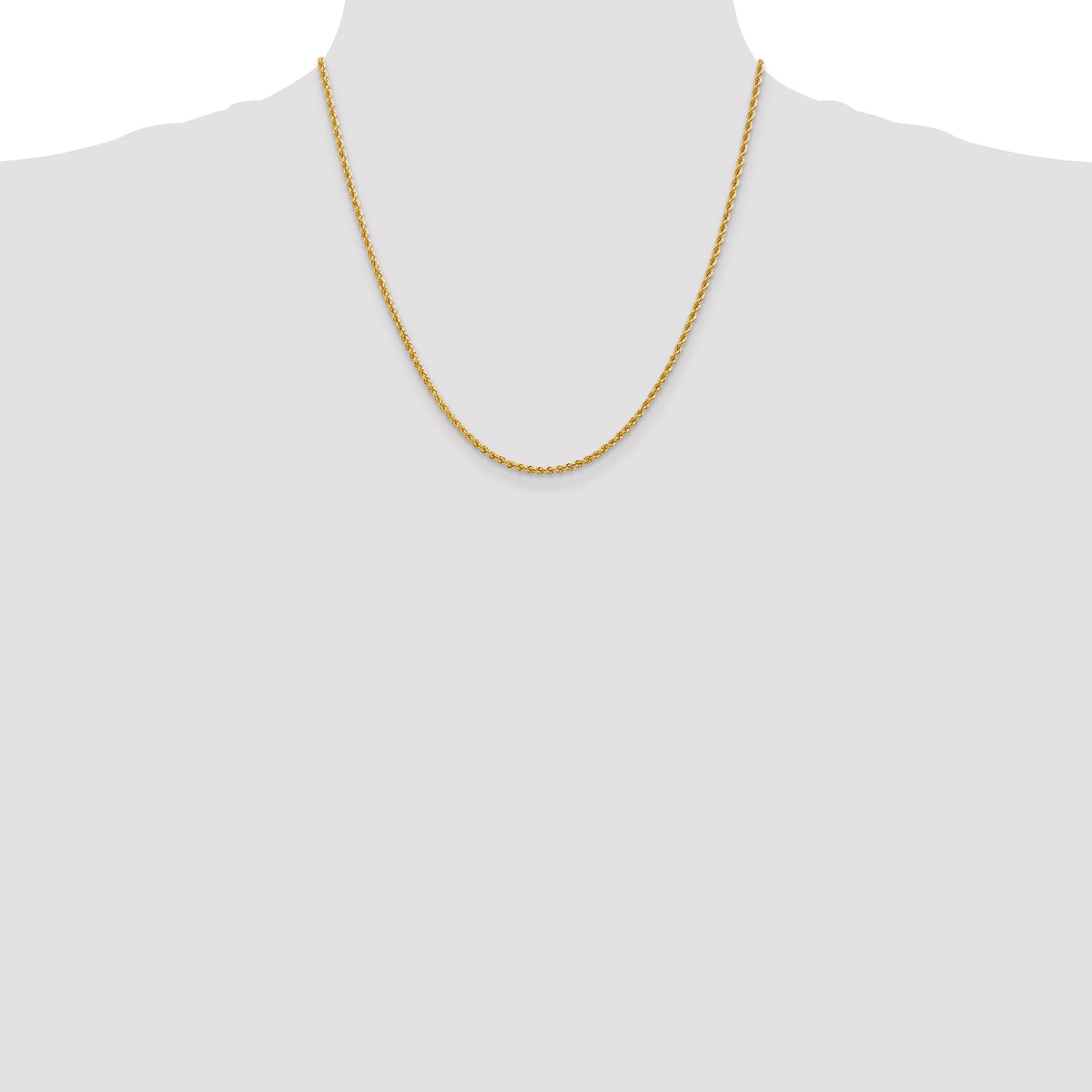 10k 2.25mm Solid Regular Rope Chain