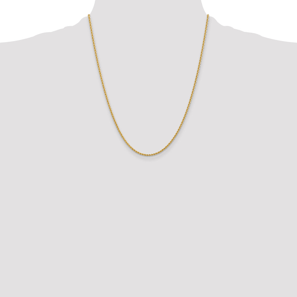 10k 2.25mm Solid Regular Rope Chain
