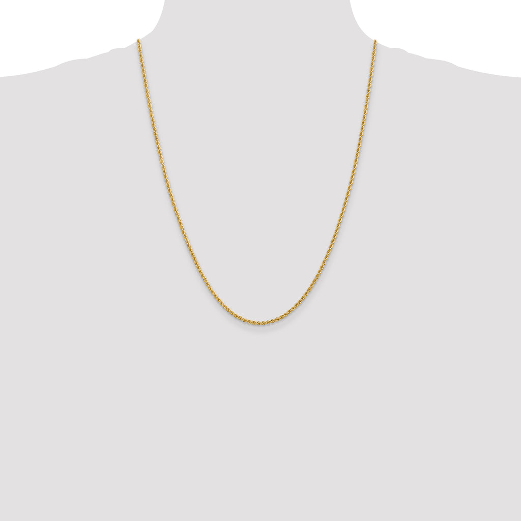 10k 2.25mm Solid Regular Rope Chain