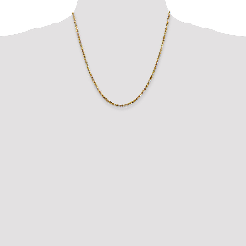 10k 2.5mm Solid Regular Rope Chain