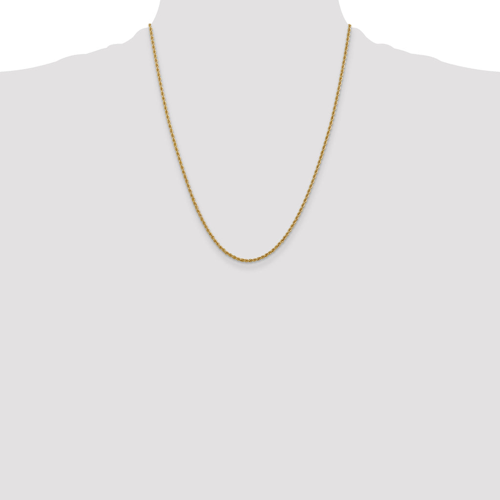 10k 2.5mm Solid Regular Rope Chain