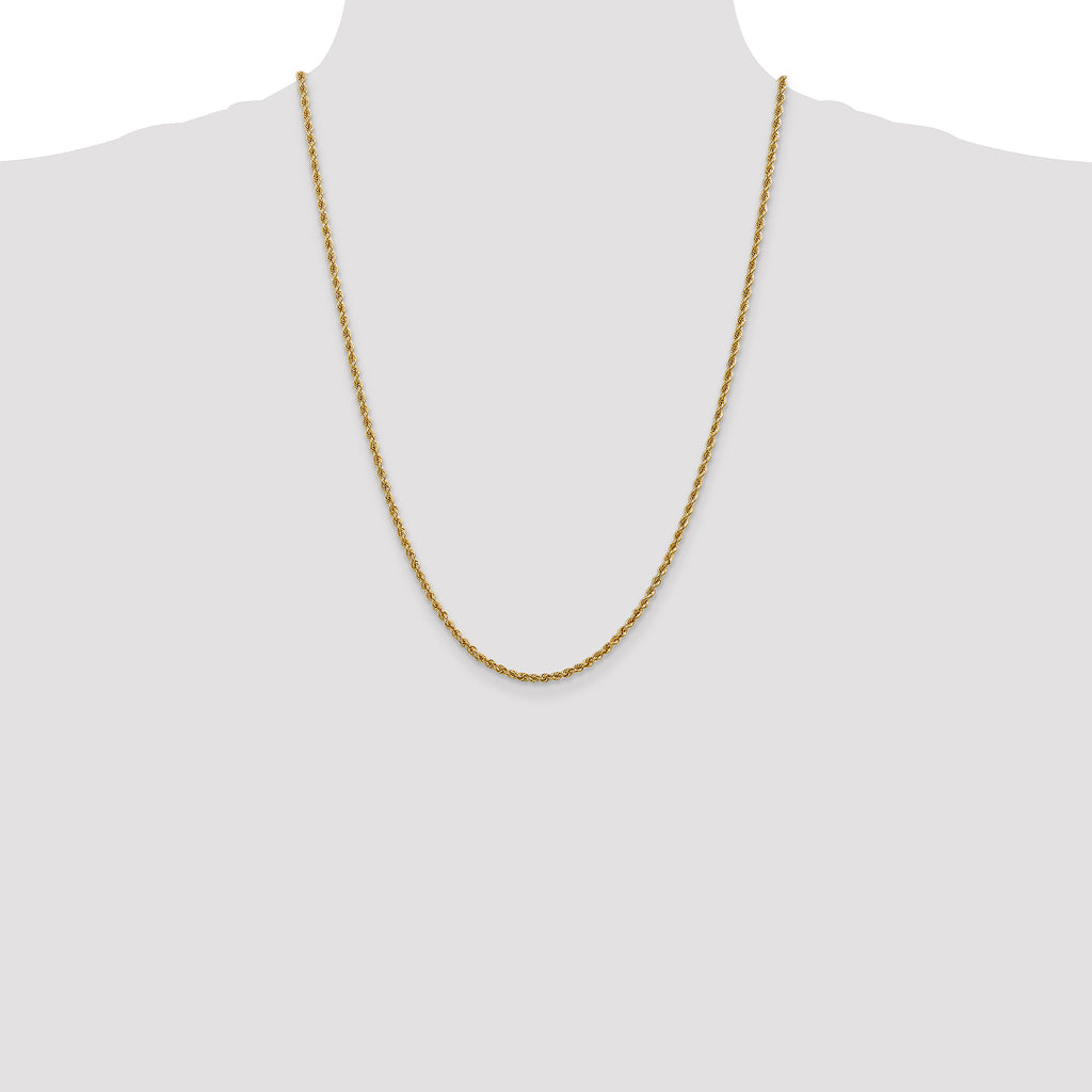 10k 2.5mm Solid Regular Rope Chain
