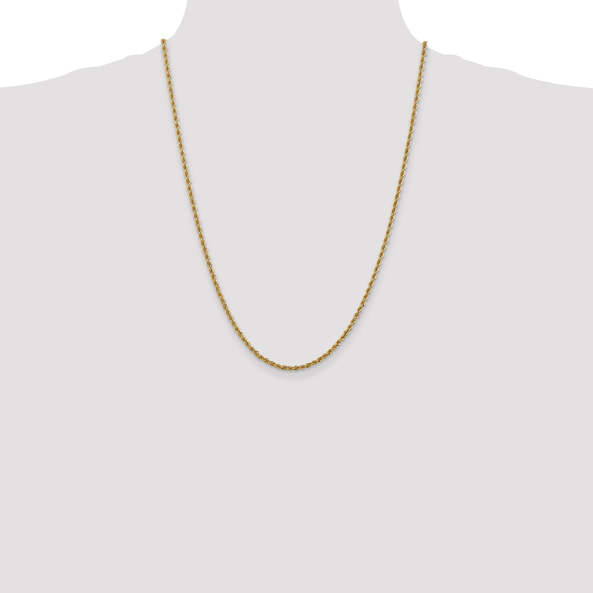 10k 2.5mm Solid Regular Rope Chain