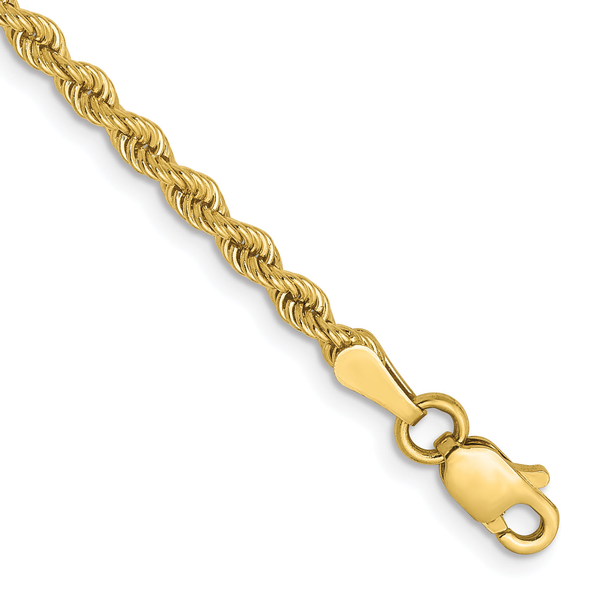 10k 2.5mm Solid Regular Rope Chain