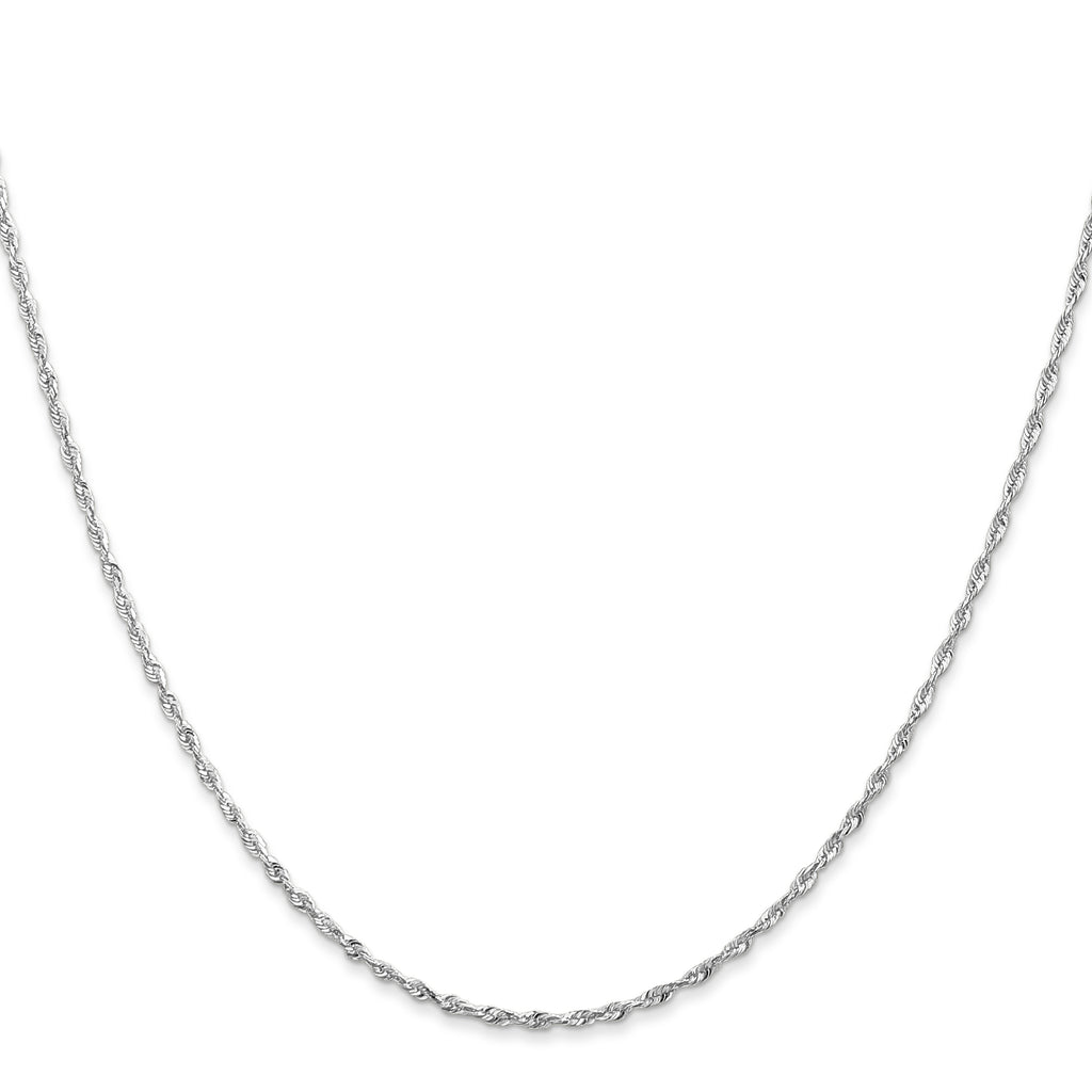 10k White Gold 1.5mm Diamond-Cut Lightweight Rope Chain