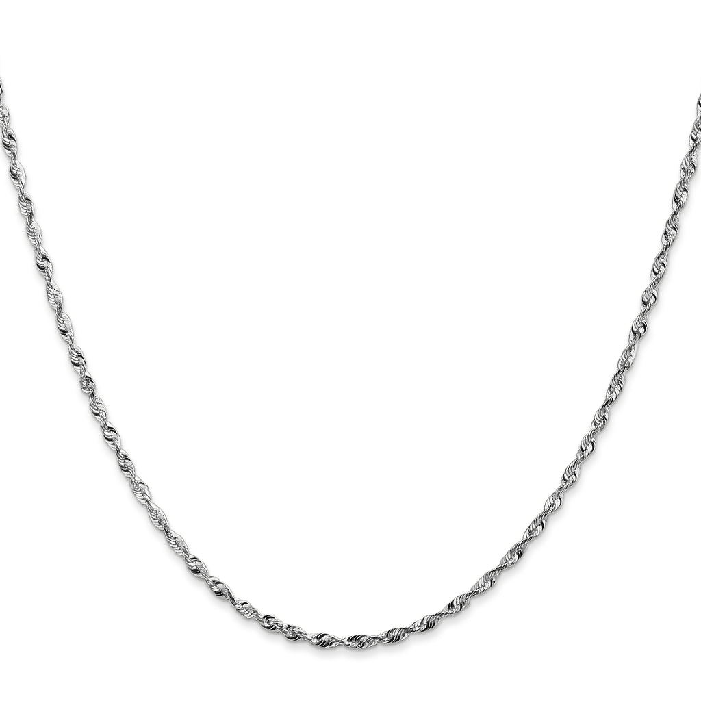 10k White Gold 1.8mm Diamond-Cut Lightweight Rope Chain