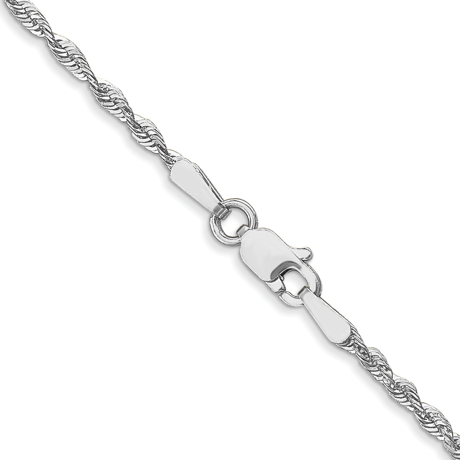 1.8mm 10K White Gold Diamond-Cut Lightweight Rope Chain - Sophia Jewelers