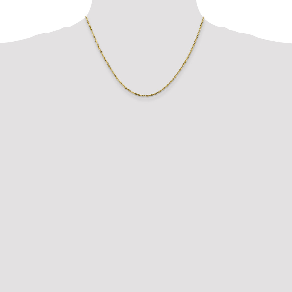 1.8mm 10K White Gold Diamond-Cut Lightweight Rope Chain - Sophia Jewelers