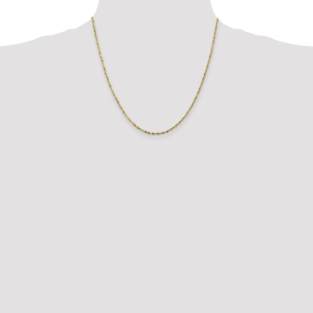 10k White Gold 1.8mm Diamond-Cut Lightweight Rope Chain