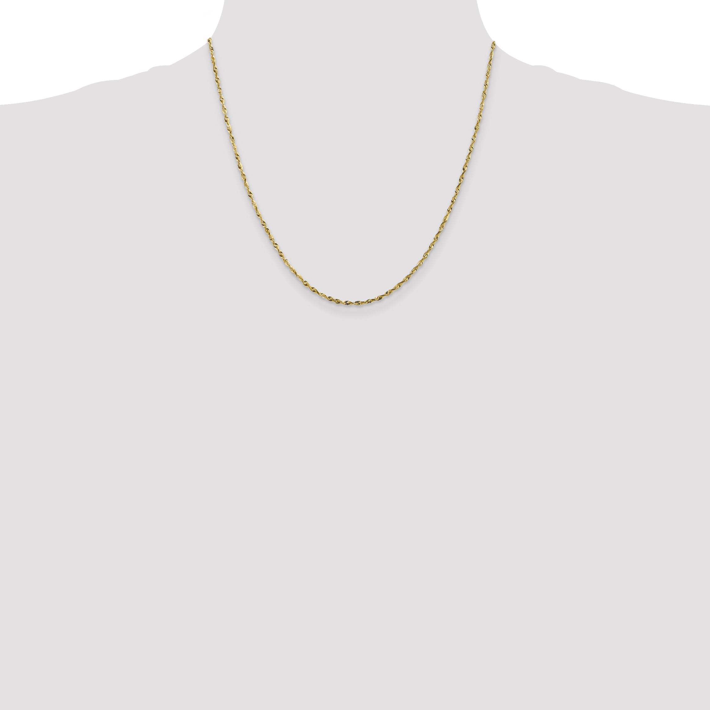 10k White Gold 1.8mm Diamond-Cut Lightweight Rope Chain
