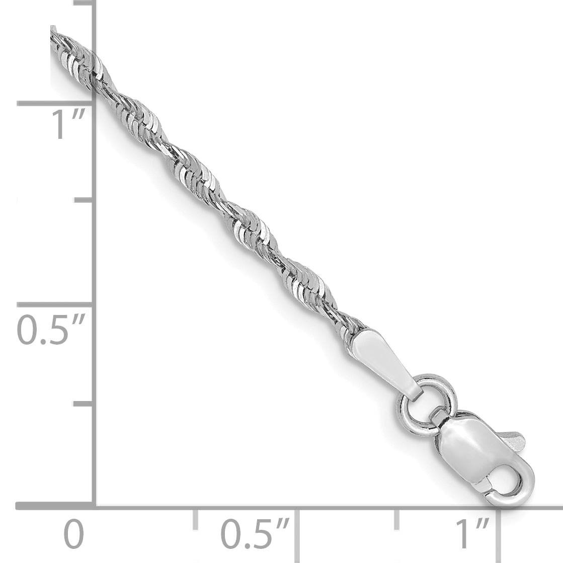 10k White Gold 1.8mm Diamond-Cut Lightweight Rope Chain