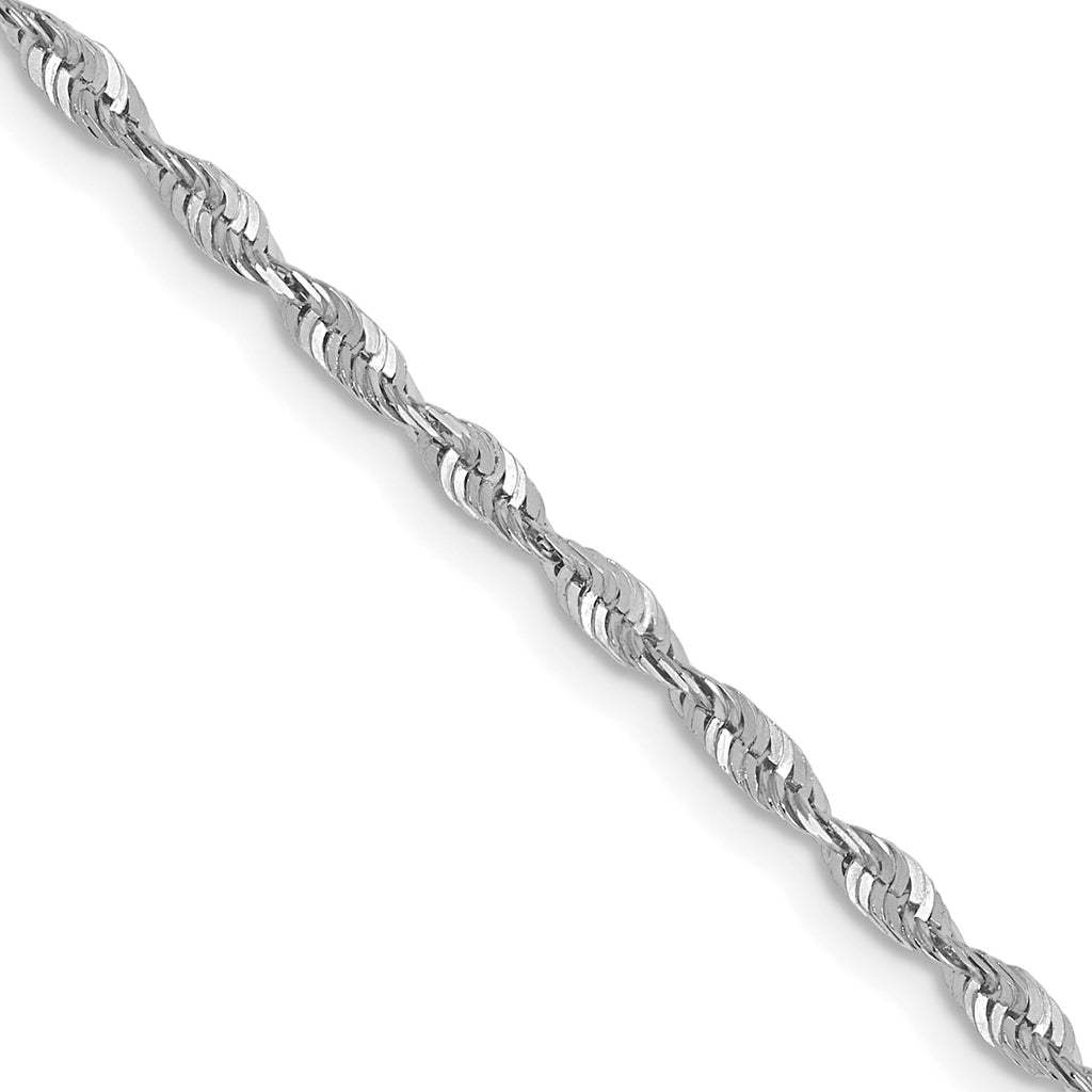 1.8mm 10K White Gold Diamond-Cut Lightweight Rope Chain - Sophia Jewelers