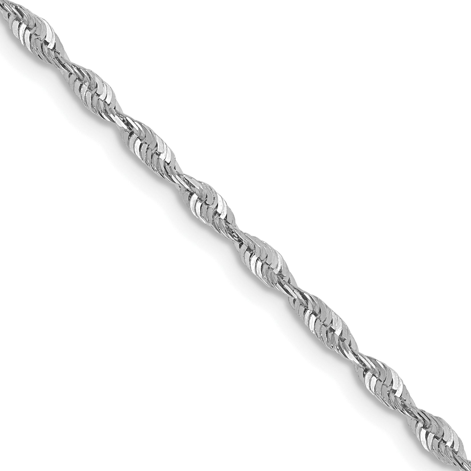 1.8mm 10K White Gold Diamond-Cut Lightweight Rope Chain - Sophia Jewelers