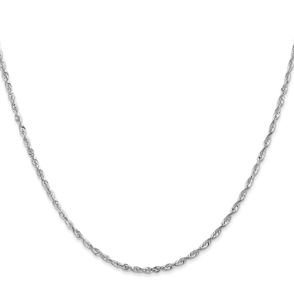10k White Gold 2mm Diamond-Cut Lightweight Rope Chain