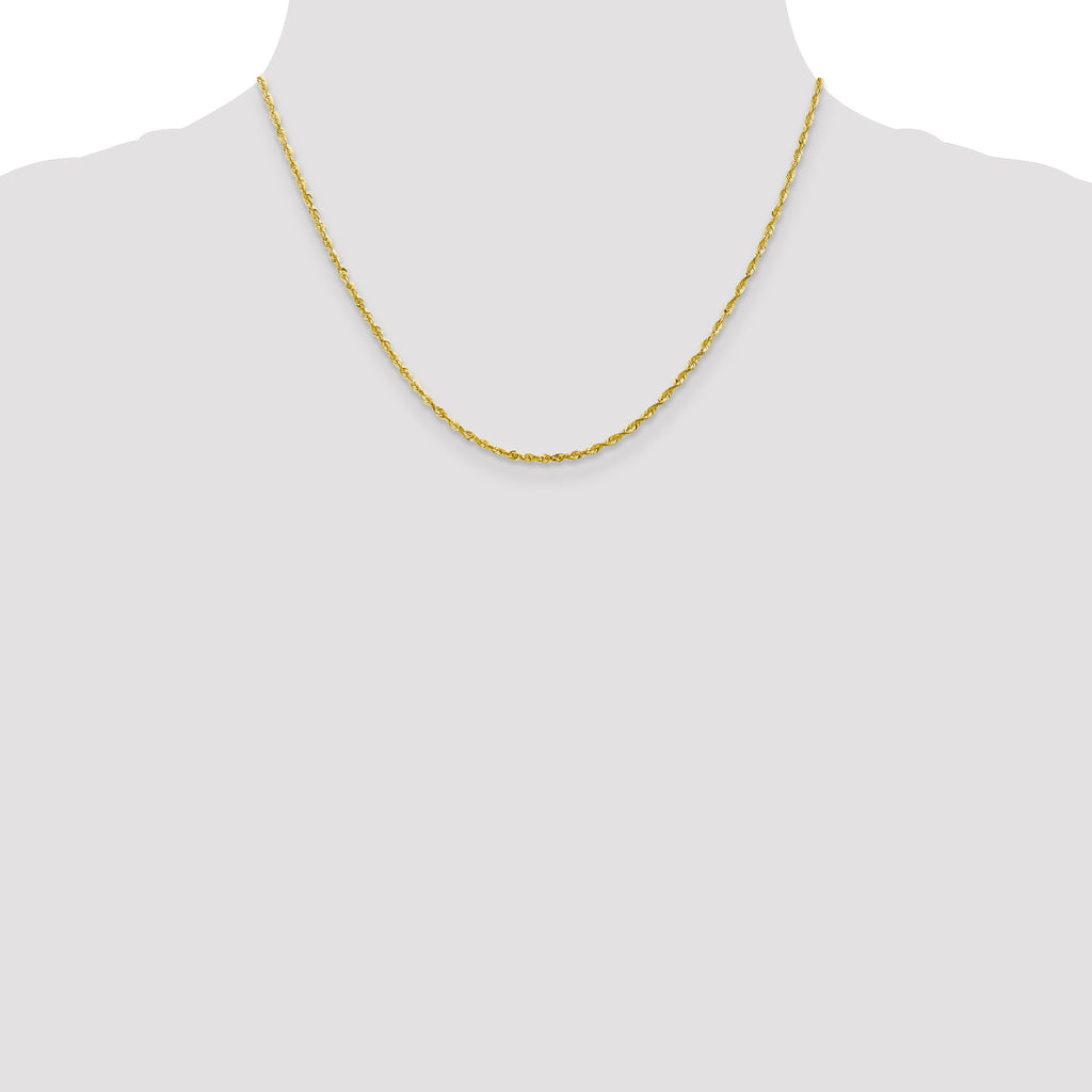 2.0mm 10K White Gold Diamond-Cut Lightweight Rope Chain - Sophia Jewelers