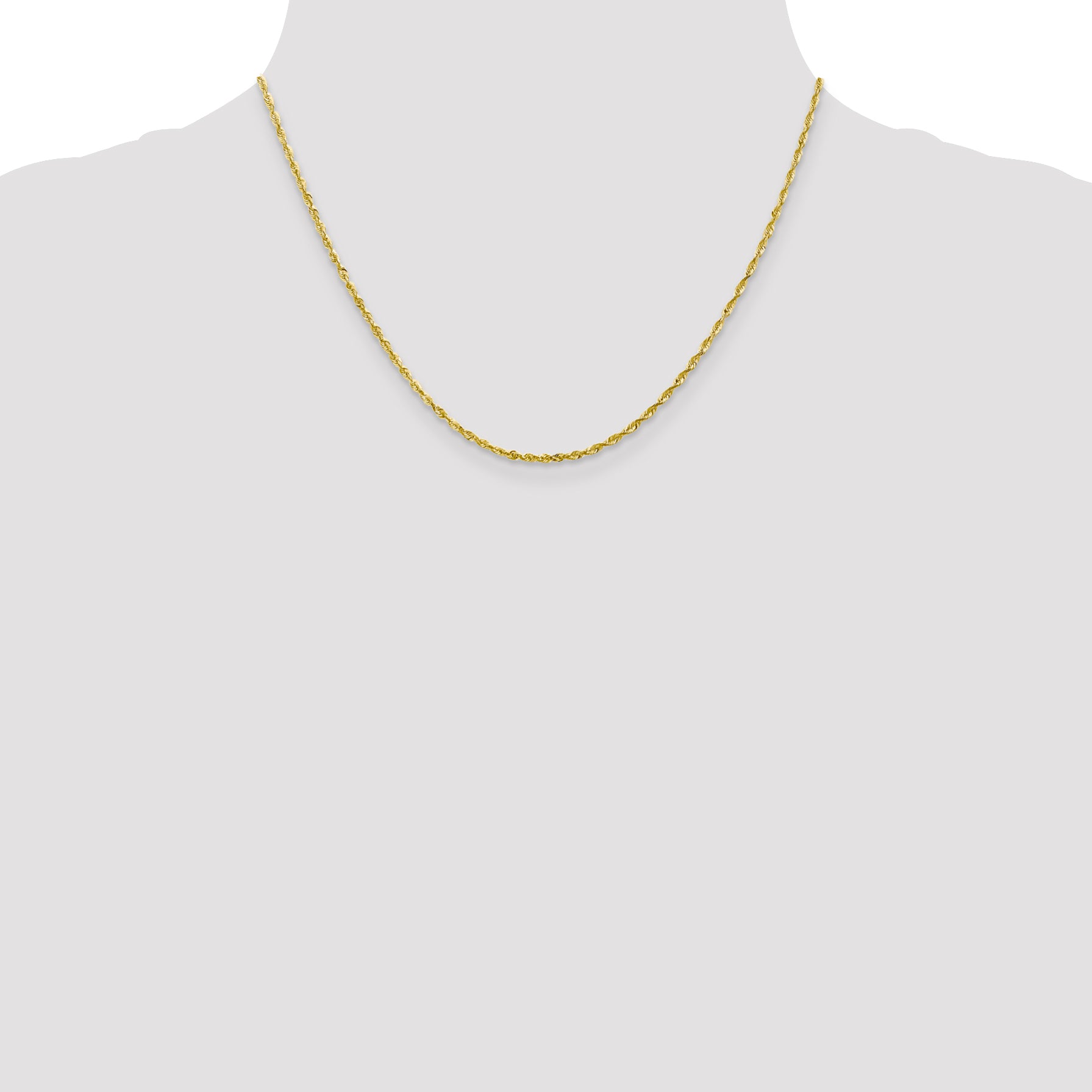 2.0mm 10K White Gold Diamond-Cut Lightweight Rope Chain - Sophia Jewelers