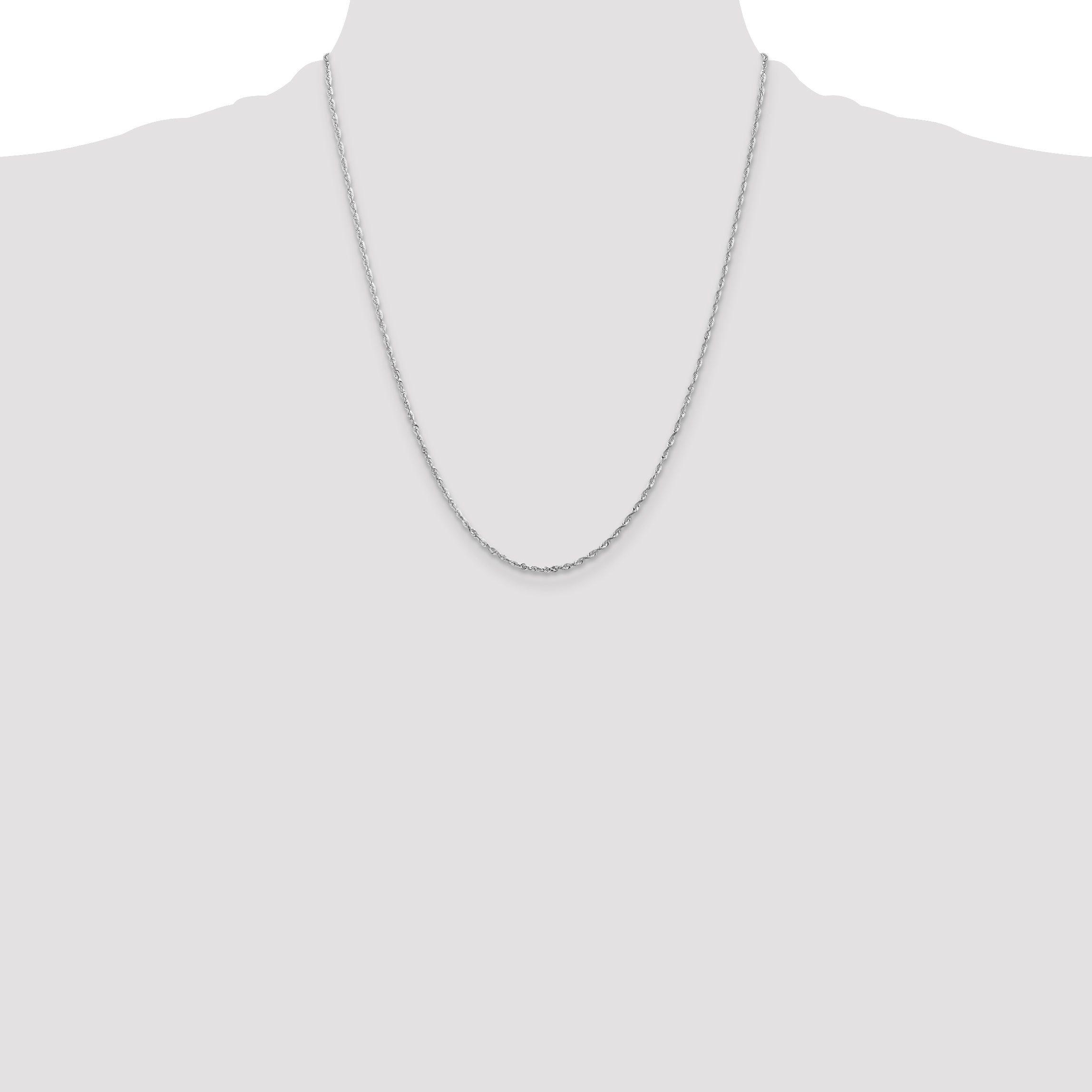 10k White Gold 2mm Diamond-Cut Lightweight Rope Chain
