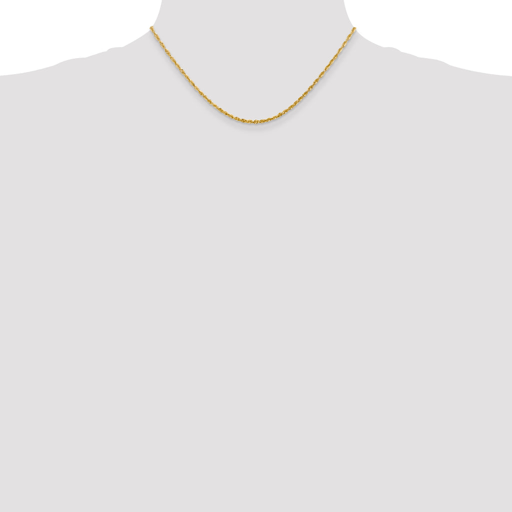 2.25mm 10K Yellow Gold Diamond-Cut Lightweight Rope Chain - Sophia Jewelers