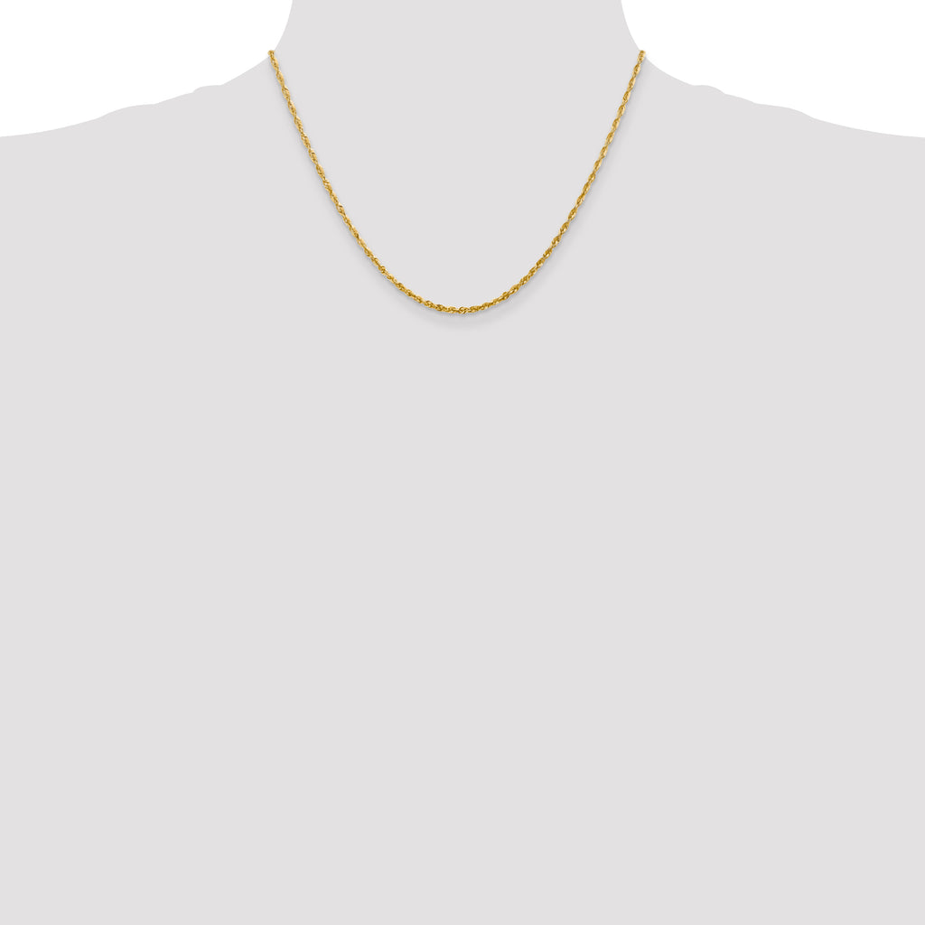 10k 2.25mm Diamond-Cut Lightweight Rope Chain