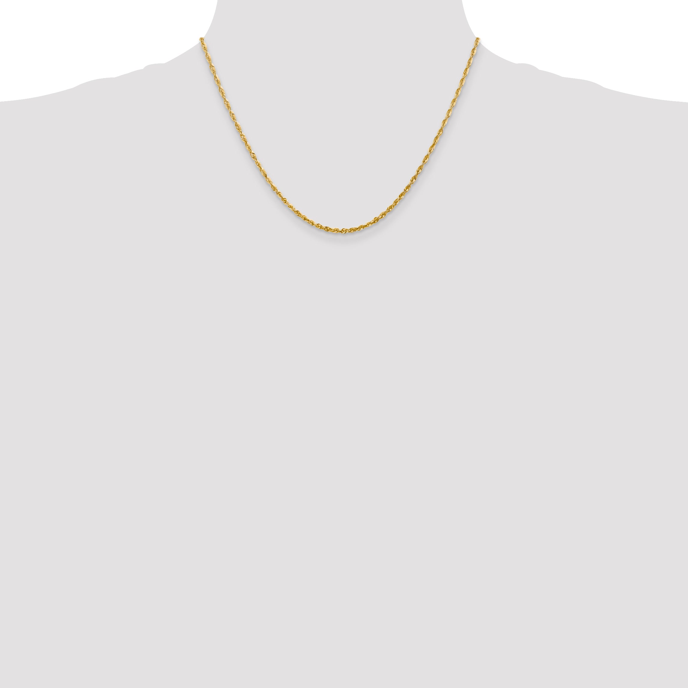 10k 2.25mm Diamond-Cut Lightweight Rope Chain
