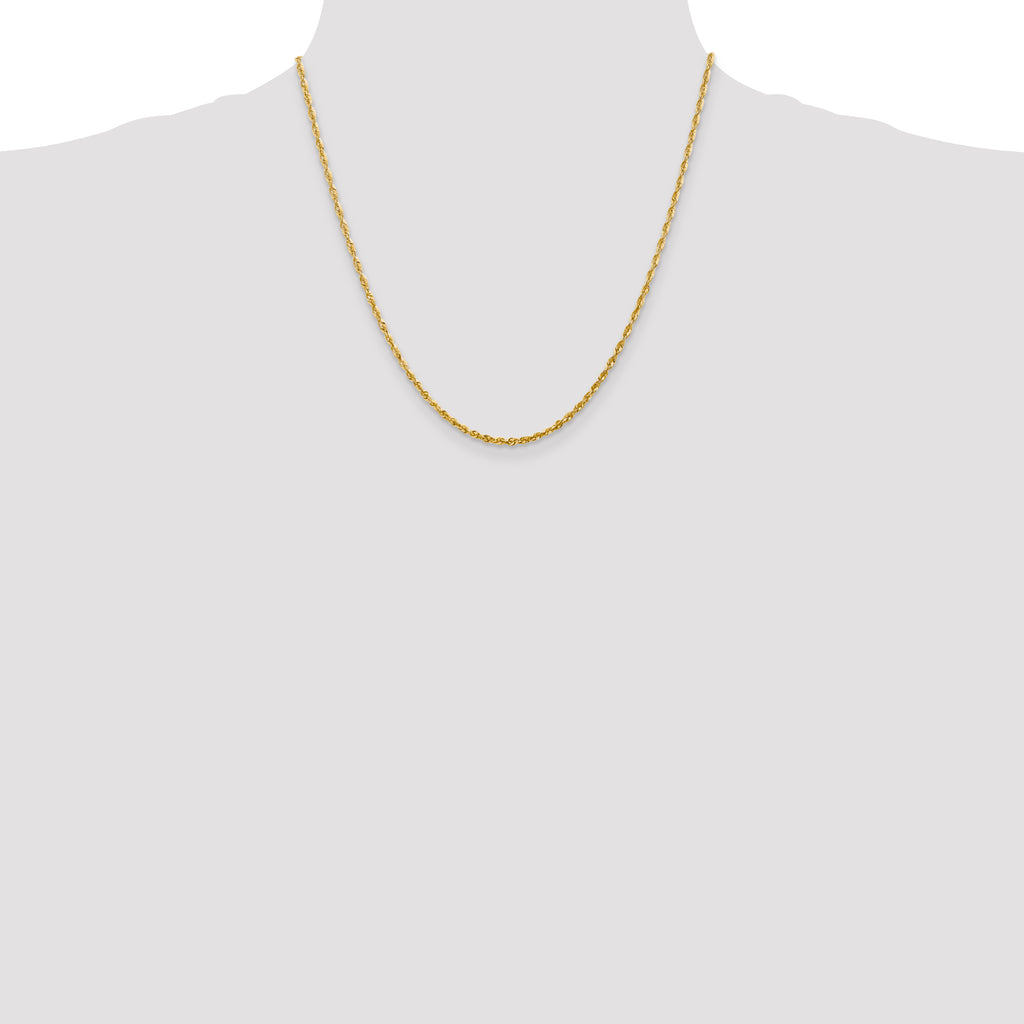 10k 2.25mm Diamond-Cut Lightweight Rope Chain