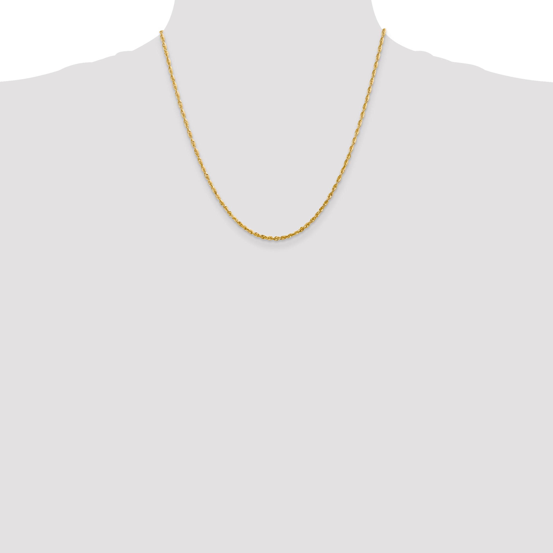 10k 2.25mm Diamond-Cut Lightweight Rope Chain
